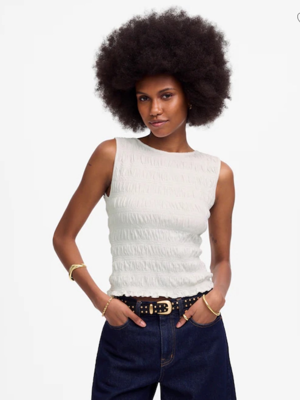 MADEWELL White Smocked Tank Top